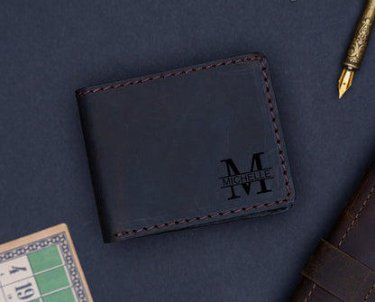 Handstitched Wallet, Leather Wallet, Custom Bifold Wallet, Handmade Wallet, Monogram Wallet